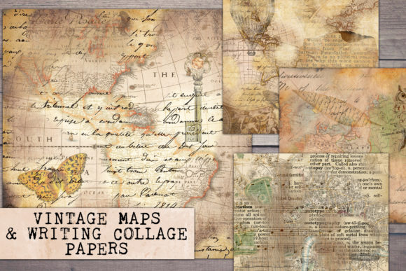 Download Maps and Old Writing Collage Papers - Collage papers Collection