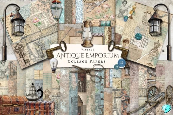 Download Antique Emporium Digital Collage Papers - Collage papers Collection