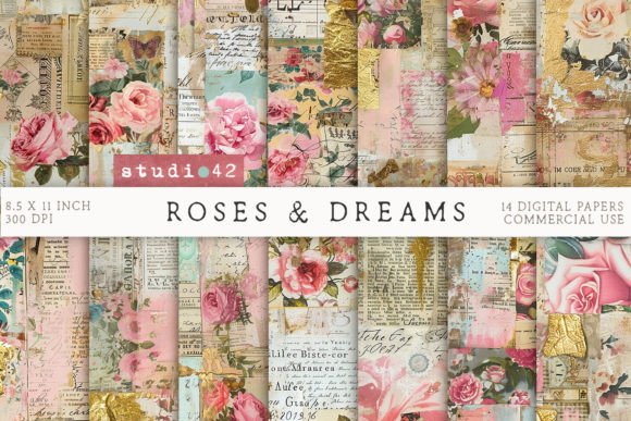 Download Printable Roses Antique Collage Papers - Collage papers Collection
