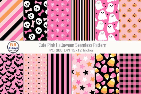 Download Pink Halloween Seamless Patterns - Patterns Collection