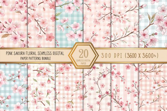 Download Pink Sakura Floral Seamless Patterns - Patterns Collection