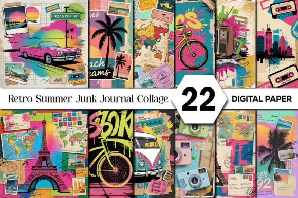 Download Retro Summer Junk Journal Collage Papers - Collage papers Collection