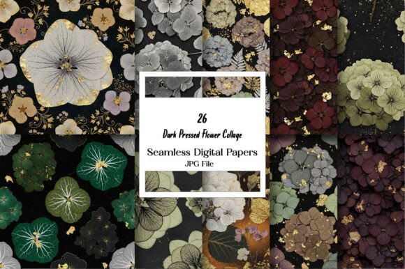 Download Dark Pressed Flower Collage Papers - Collage papers Collection
